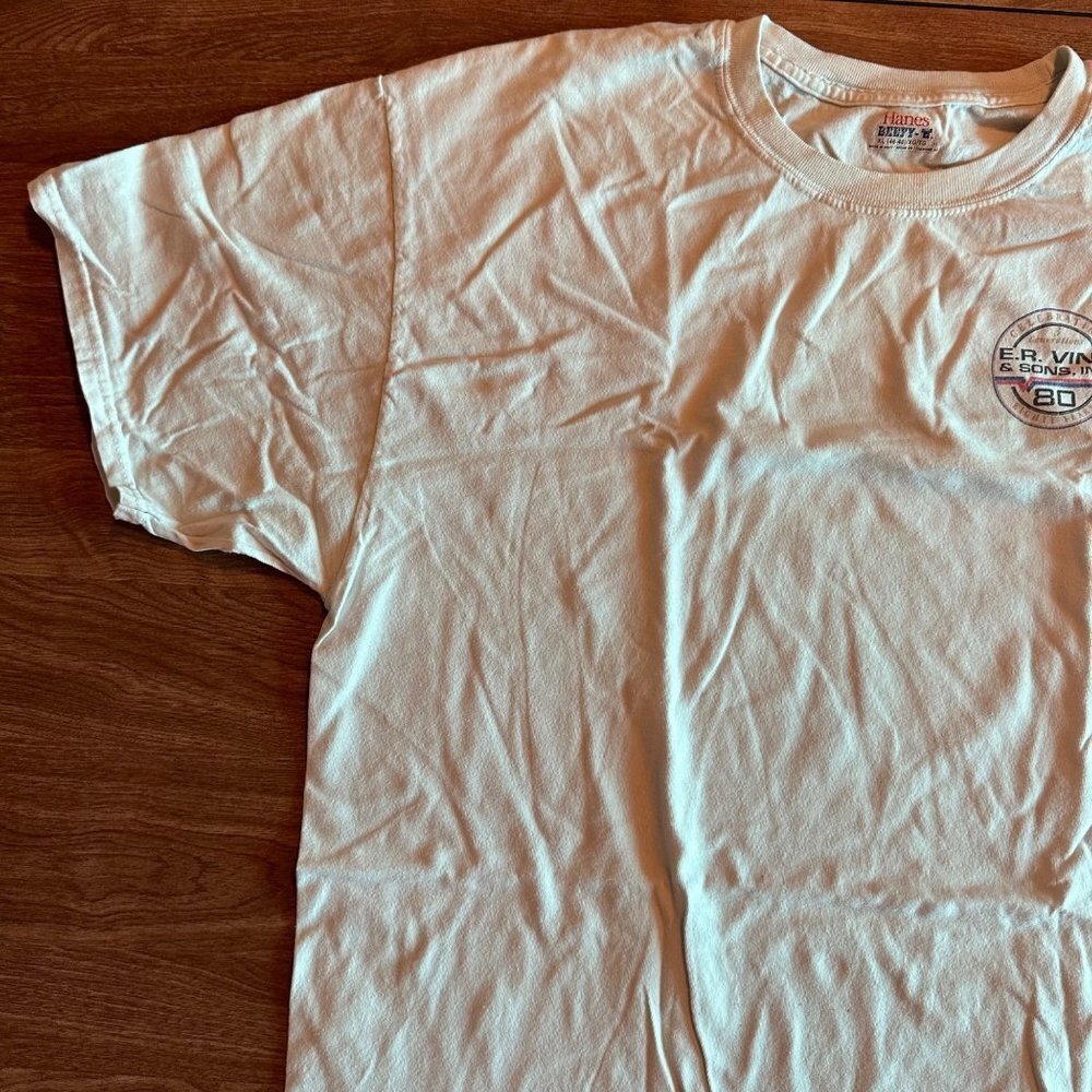 Hanes Beefy-T White Tee Oli Gas E.R. Vine & Sons INC T-Shirt Size XL - Picture 4 of 16